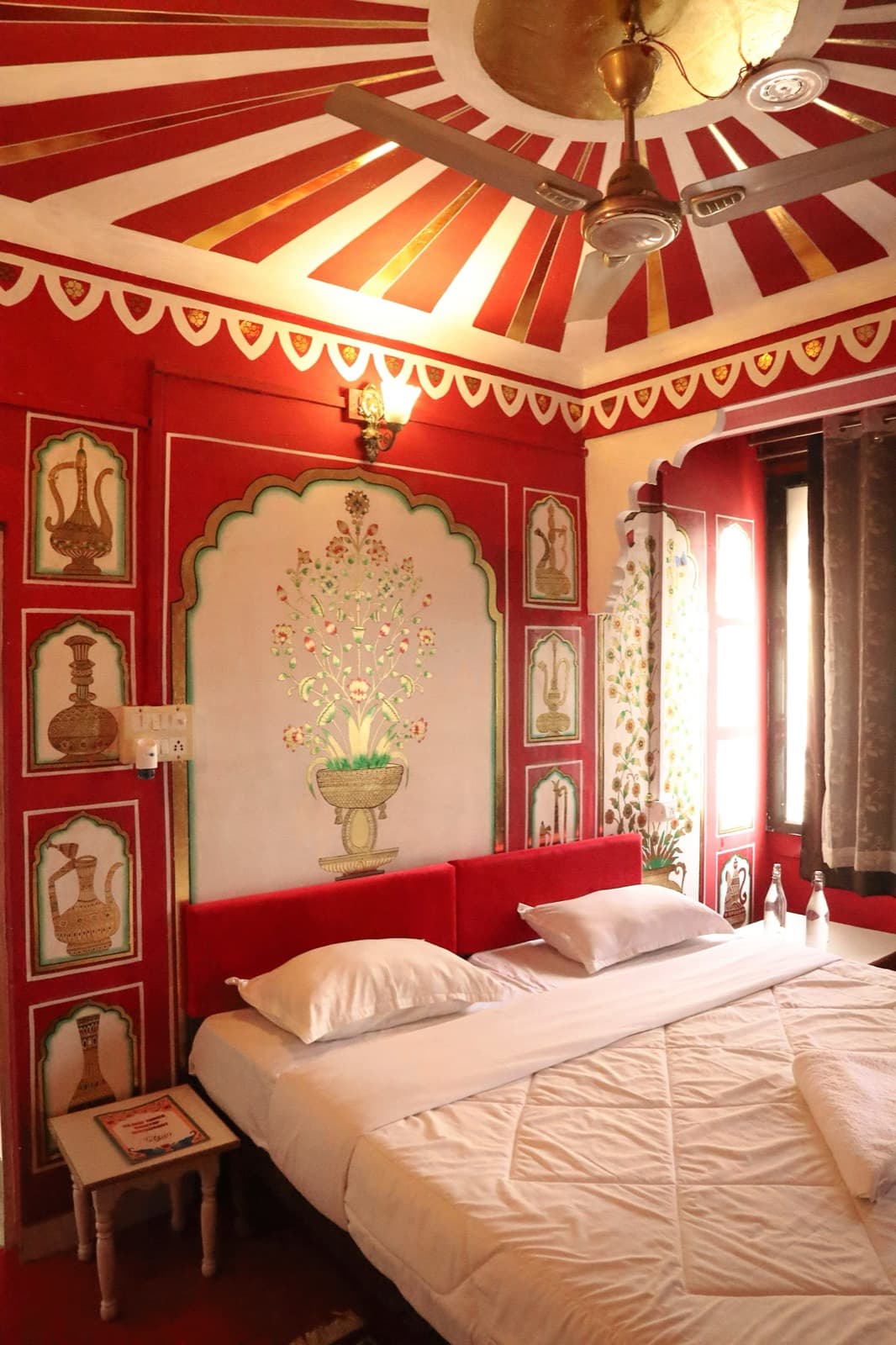 Lake View Room 302 with a striped painted ceiling